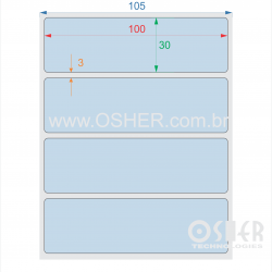 Etiqueta BOPP Branco Fosco 100  x 30  x 1 Chap Azul