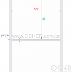 Etiqueta BOPP Branco Fosco Borr 102  x 85  x 1 Picote