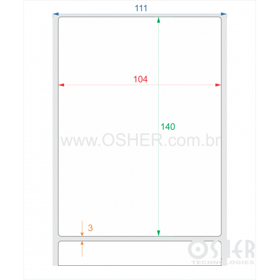 Etiqueta BOPP Branco Fosco Borr 104  x 140  x 1 