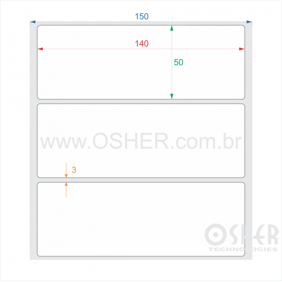 Etiqueta BOPP Branco Fosco 140  x 50  x 1 L150