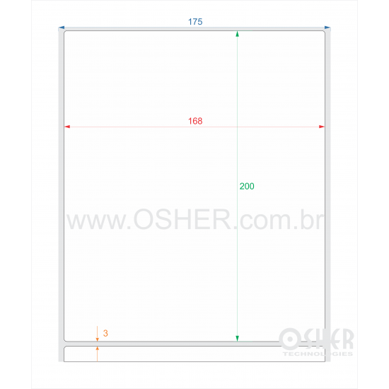 Etiqueta BOPP Branco Fosco VT Borr 168  x 200  x 1 L175