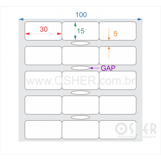 Etiqueta BOPP Transparente Liner Grosso 30  x 15  x 3 GC ESP5H L100