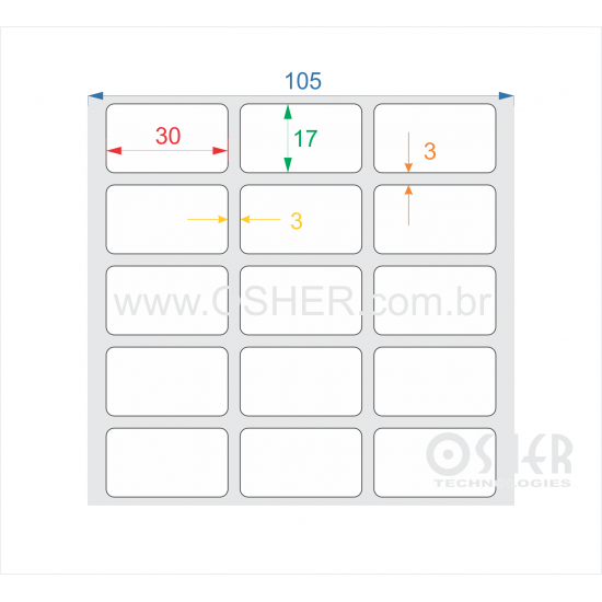Etiqueta Adesiva Couchê 30  x 17  x 3 ESP3L L105
