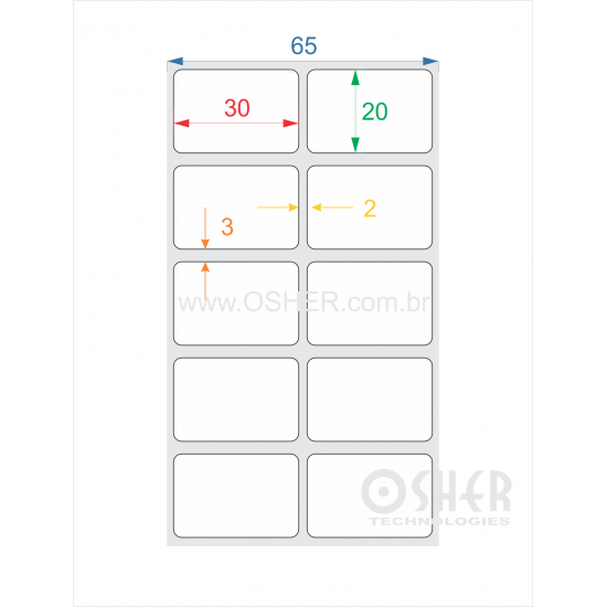 Etiqueta Adesiva Couchê 30  x 20  x 2 ESP2L L065