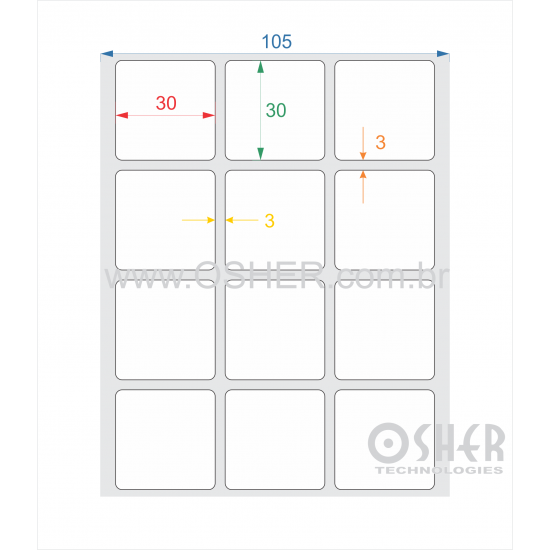 Etiqueta BOPP Branco Fosco Circular 30  x 30  x 3 ESP3L