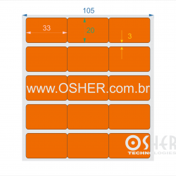 Etiqueta Adesiva Couchê 33  x 20  x 3 Geminada Chap Laranja