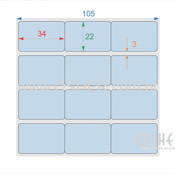 Etiqueta Adesiva Couchê 34  x 22  x 3 Geminada Chap Azul Claro L105
