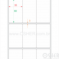 Etiqueta BOPP Branco Fosco 35  x 60  x 3 Geminada