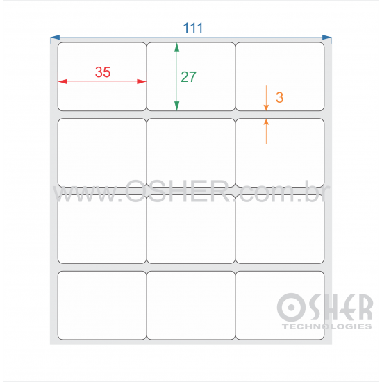Etiqueta Adesiva Couchê 35  x 27  x 3 Geminada