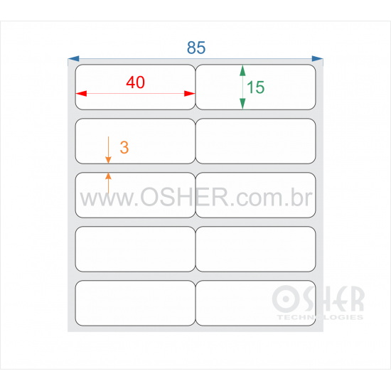 Etiqueta Adesiva Couchê 40  x 15  x 2 Geminada L085