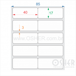 Etiqueta BOPP Branco Fosco 40  x 17  x 2 Geminada