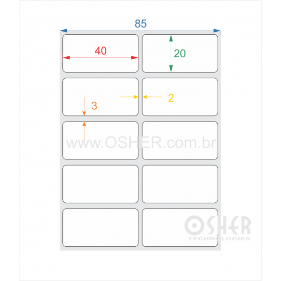 Etiqueta Adesiva Couchê 40  x 20  x 2 ESP2L 