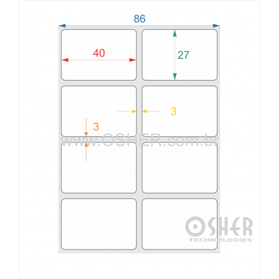 Etiqueta Adesiva Couchê 40  x 27  x 2  ESP3L L086