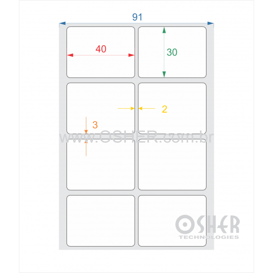 Etiqueta Adesiva Couchê 40  x 30  x 2 ESP2L L091