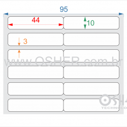 Etiqueta BOPP Branco Brilhante 44  x 10  x 2 Geminada L095