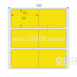 Etiqueta Adesiva Couchê 45  x 30  x 2 Geminada Chap Amarelo