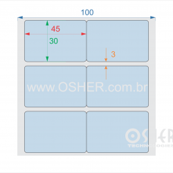 Etiqueta Adesiva Couchê 45  x 30  x 2 Geminada Chap Azul