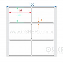 Etiqueta BOPP Branco Fosco Borr 45  x 30  x 2 Geminada L100