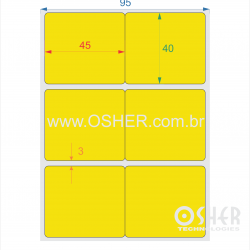 Etiqueta Adesiva Couchê 45  x 40  x 2 Geminada Chap Amarelo