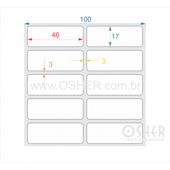 Etiqueta Adesiva Couchê 46  x 17  x 2 ESP3L  L100