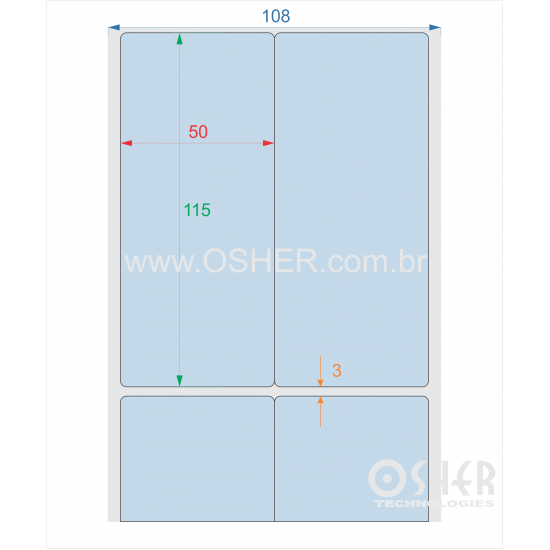 Etiqueta Adesiva Couchê 50  x 115  x 2 Chap Azul L108