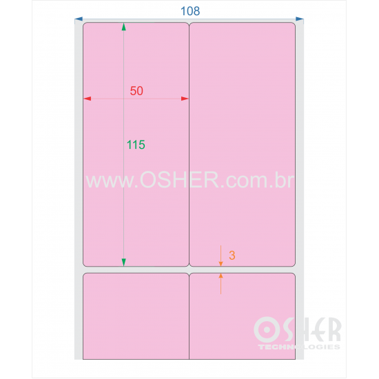 Etiqueta Adesiva Couchê 50  x 115  x 2 Chap Rosa L108
