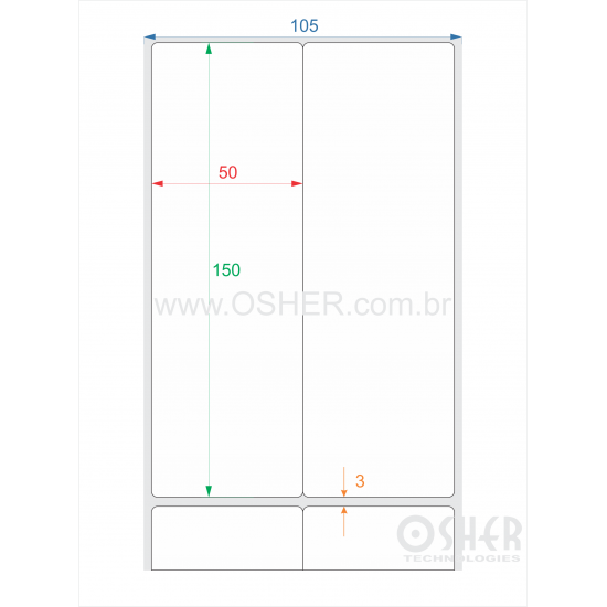 Etiqueta Adesiva Couchê 50  x 150  x 2 Geminada