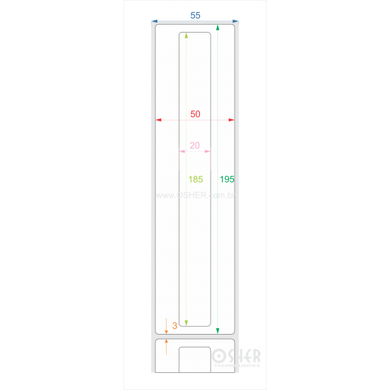 Etiqueta BOPP Branco Fosco 50  x 195  x 1 (Corte Especial Retângulo 20X185 Centralizado) L055