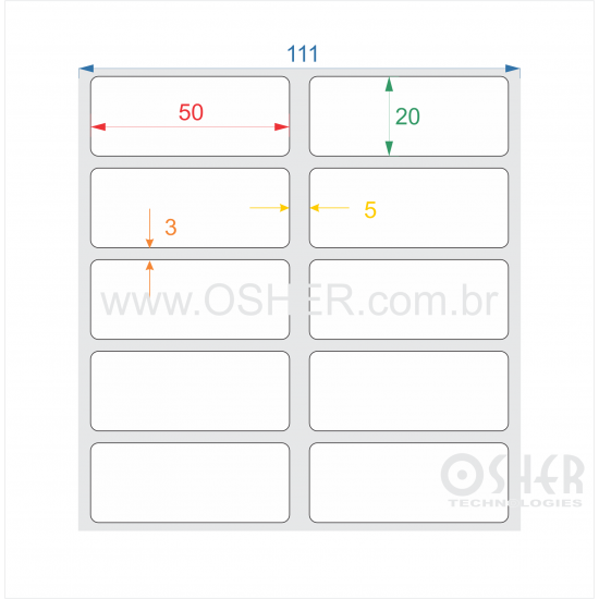 Etiqueta Adesiva Couchê 50  x 20  x 2 ESP5L L111
