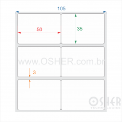 Etiqueta BOPP Branco Brilhante 50  x 35  x 2 Geminada L105