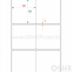 Etiqueta BOPP Branco Brilhante RMV 50  x 50  x 2 Geminada L105