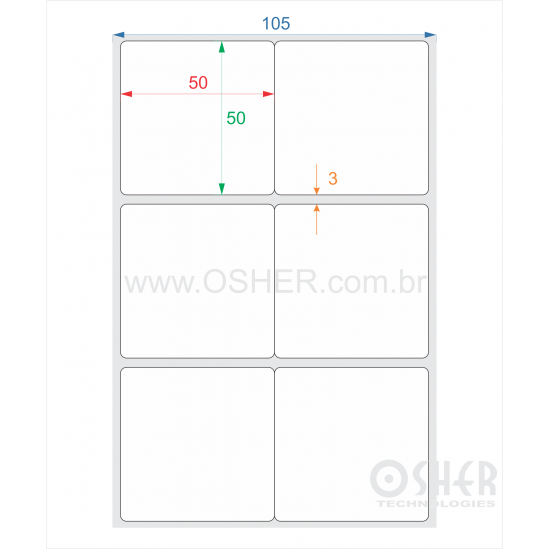 Etiqueta BOPP Branco Brilhante RMV 50  x 50  x 2 Geminada L105
