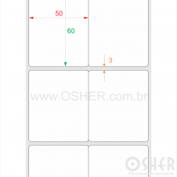 Etiqueta BOPP Branco Fosco VT Borr 50  x 60  x 2 Geminada 
