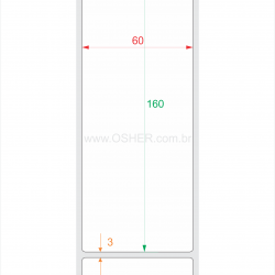 Etiqueta BOPP Branco Fosco Borr 60  x 160  x 1 L066