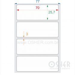 Etiqueta BOPP Branco Brilhante 70  x 25,7  x 1 