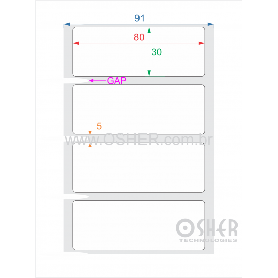 Etiqueta BOPP Transparente Liner Grosso 80  x 30  x 1 GE ESP5H L091