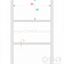 Etiqueta BOPP Branco Brilhante 80  x 45  x 1 