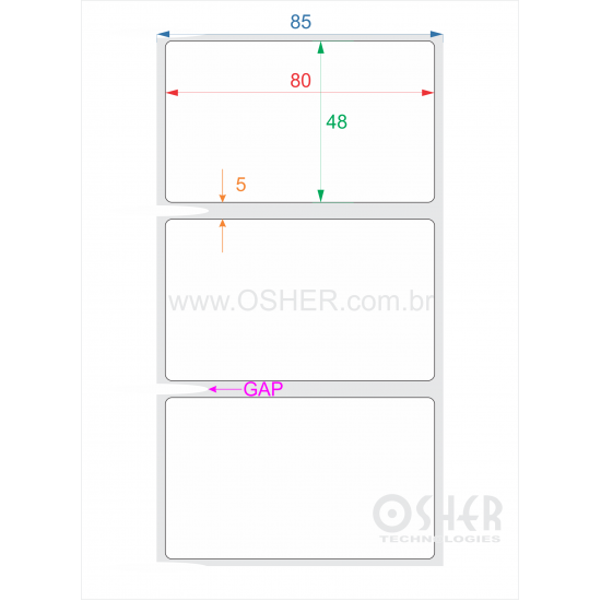 Etiqueta BOPP Transparente Liner Grosso 80  x 48  x 1 GE ESP5H 
