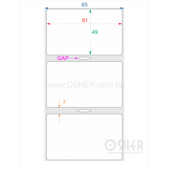 Etiqueta BOPP Transparente Liner Grosso 81  x 49  x 1 GC ESP7H 