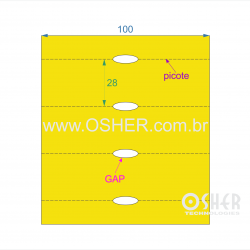 Etiqueta Sem Adesivo Couchê 170g L2 100  x 28  x 1 GC Sem Divisão Chap Amarelo