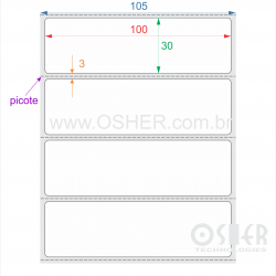 Etiqueta Adesiva Papel Térmico Com Barreira 100  x 30  x 1 Picote