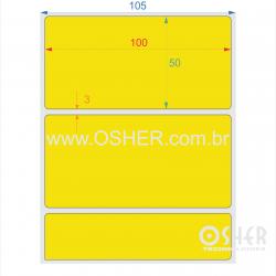 Etiqueta BOPP Branco Brilhante 100 x 50 x 1 Chap Amarelo L105
