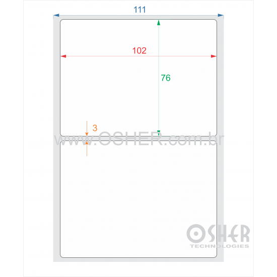 Etiqueta Poliester Cromo Fosco 102  x 76  x 1