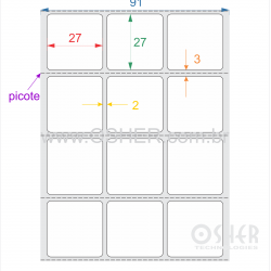 Etiqueta Adesiva Couchê Borr 27  x 27  x 3 ESP2L Picote L091