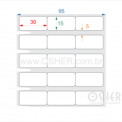Etiqueta VOID Branco Brilhante 30  x 15  x 3 GE ESP5H Geminada L095