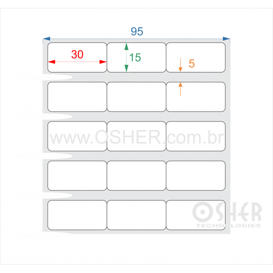Etiqueta VOID Branco Brilhante 30  x 15  x 3 GE ESP5H Geminada L095