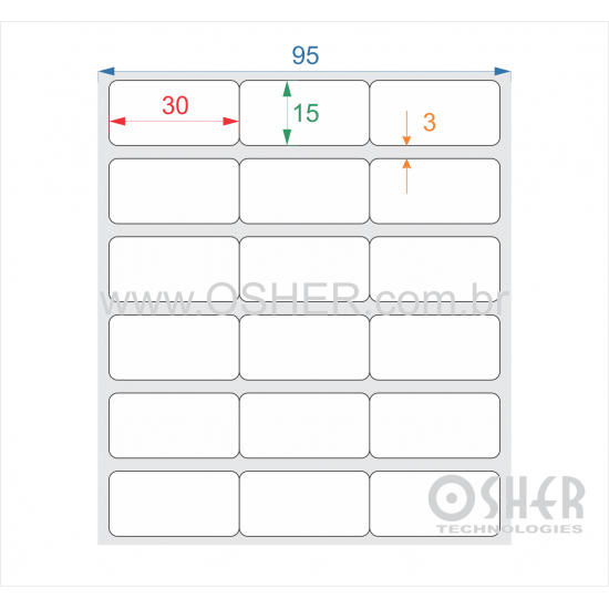 Etiqueta VOID Branco Brilhante Xadrez 30  x 15  x 3 Geminada L095