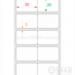Etiqueta Adesiva Papel Térmico Com Barreira 30  x 20  x 2 Geminada L066 