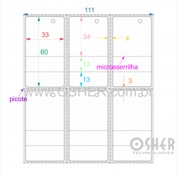 Tag Couchê Adesivo 33  x 60  x 3 FPU (Lado Direito 8 Borda) Microsserrilha 34+13+13H Picote ESP4L Picote ESP3H CLS