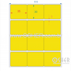 Etiqueta Adesiva Couchê 35  x 30  x 3 Geminada Chap Amarelo